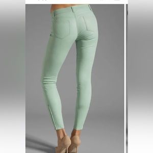 J Brand NEW Lamb Leather Stretch Super Skinny Legging Pants 27 Menthol
